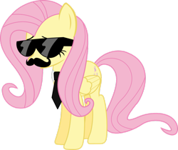 Size: 975x819 | Tagged: safe, fluttershy, pegasus, pony, female, mare, moustache, pink mane, sunglasses, yellow coat