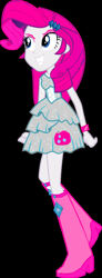 Size: 542x1473 | Tagged: safe, artist:ipegasister10, rarity, equestria girls, black background, boots, bracelet, clothes, dress, evil grin, grin, high heel boots, jewelry, raised leg, rarifruit, simple background, smiling, solo