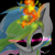 Size: 1024x1024 | Tagged: safe, artist:feathershine1, nightmare star, princess celestia, alicorn, pony, black sclera, magic, solo