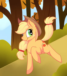 Size: 900x1024 | Tagged: safe, artist:sellyluvsart, applejack, earth pony, pony, female, mare, solo, tree