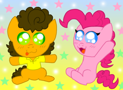 Size: 500x365 | Tagged: safe, artist:crazynutbob, cheese sandwich, pinkie pie, earth pony, pony, chibi, cute, diacheeses, diapinkes