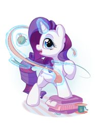 Size: 1100x1400 | Tagged: safe, artist:bobdude0, rarity, pony, unicorn, cute, female, glowing horn, looking at you, magic, mare, measuring tape, open mouth, pincushion, raised hoof, raribetes, smiling, solo, thread