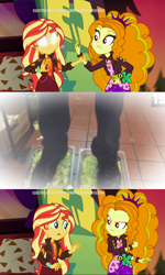 Size: 1920x3202 | Tagged: safe, edit, screencap, adagio dazzle, sunset shimmer, human, equestria girls, equestria girls series, sunset's backstage pass!, spoiler:eqg series (season 2), burger king foot lettuce, geode of empathy, magical geodes, meme, mind reading, sunset sees things, top15s