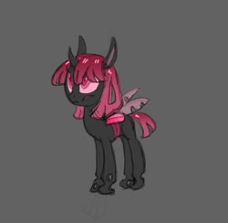 Size: 634x620 | Tagged: safe, artist:carnifex, oc, oc only, changeling, changeling queen, changeling oc, changeling queen oc, female, gray background, pink changeling, simple background, solo, unnamed oc