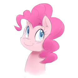 Size: 1000x1000 | Tagged: safe, artist:khorme, pinkie pie, earth pony, pony, bust, colored pupils, female, mare, portrait, simple background, smiling, solo, white background