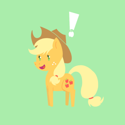 Size: 850x850 | Tagged: safe, artist:elslowmo, applejack, earth pony, pony, exclamation point, female, mare, solo