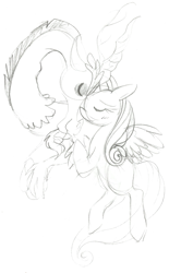 Size: 1187x1920 | Tagged: safe, artist:carnivorousponyfluff, discord, fluttershy, pegasus, pony, cute, discoshy, female, lineart, male, nuzzling, shipping, straight