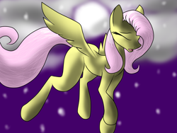 Size: 1400x1050 | Tagged: safe, artist:bravefleet, fluttershy, pegasus, pony, eyes closed, female, flying, mare