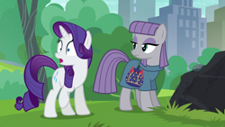 Size: 1920x1080 | Tagged: safe, screencap, maud pie, rarity, pony, unicorn, the gift of the maud pie, faic, no catchlights, pouch, rock pouch, shocked