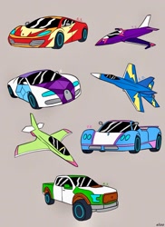 Size: 960x1321 | Tagged: safe, artist:elioo, applejack, fluttershy, pinkie pie, rainbow dash, sci-twi, sunset shimmer, twilight sparkle, equestria girls, blue angels, bugatti, bugatti veyron, car, crossover, f/a-18 hornet, ford, ford f-150, jet, jet fighter, mclaren, mclaren mp4-12c, pagani, pagani zonda, transformers, wonderbolts