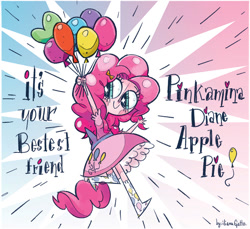 Size: 950x871 | Tagged: safe, artist:ilianagatto, pinkie pie, human, balloon, floating, humanized, solo, tailed humanization, then watch her balloons lift her up to the sky
