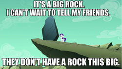 Size: 811x460 | Tagged: safe, edit, edited screencap, screencap, rarity, pony, unicorn, the cutie re-mark, boulder, buffy the vampire slayer, crossover, female, filly, filly rarity, image macro, meme, rarity's destiny, rock, sarcasm, solo, youtube link