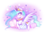 Size: 1200x864 | Tagged: safe, artist:ipun, princess celestia, alicorn, pony, blushing, cute, cutelestia, heart, heart eyes, heart pillow, pillow, prone, smiling, solo, spread wings, wingding eyes