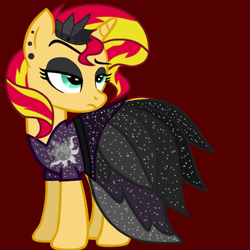 Size: 1480x1480 | Tagged: artist needed, safe, alternate version, artist:katya, sunset shimmer, pony, unicorn, antagonist, eyeliner, goth, gothic eyeliner, human sunset, makeup, ponified, solo, vector