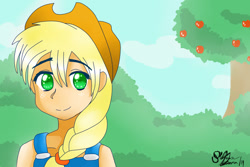 Size: 1200x800 | Tagged: safe, artist:shgurr, applejack, human, humanized, solo