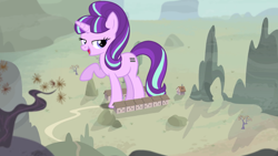 Size: 1280x720 | Tagged: safe, artist:dashiesparkle, starlight glimmer, pony, unicorn, equal cutie mark, female, giant pony, giant starlight glimmer, giant unicorn, giantess, houses, macro, mare, mega glimmer, our town, raised hoof, s5 starlight