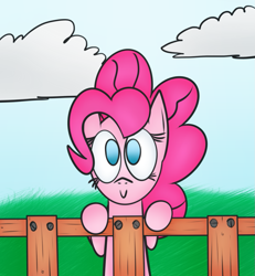 Size: 955x1033 | Tagged: safe, artist:mr. rottson, pinkie pie, earth pony, pony, cute, fence, solo