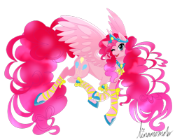 Size: 1280x1024 | Tagged: safe, artist:linamomoko, pinkie pie, alicorn, pony, alicornified, pinkiecorn, race swap, simple background, solo, the end is neigh, transparent background, wink, xk-class end-of-the-world scenario