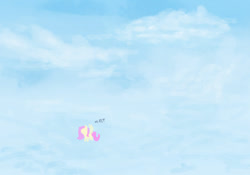 Size: 1000x700 | Tagged: safe, fluttershy, pegasus, pony, cloud, cloudy, sky, syazmeep