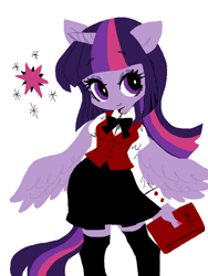 Size: 600x800 | Tagged: safe, artist:nonananana, derpibooru import, twilight sparkle, twilight sparkle (alicorn), alicorn, anthro, ambiguous facial structure, book, smiling, solo