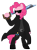 Size: 1455x1970 | Tagged: safe, artist:schoolboy b, pinkie pie, earth pony, pony, clothes, solo, sword, trenchcoat