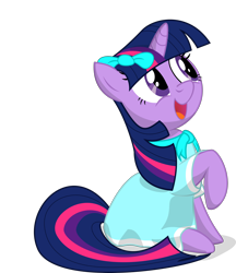 Size: 1920x2223 | Tagged: safe, alternate version, artist:eagle1division, derpibooru import, twilight sparkle, adorable face, bow, clothes, cute, dat face, dress, solo, twiabetes