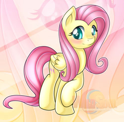 Size: 900x887 | Tagged: safe, artist:ikuvaito, fluttershy, pegasus, pony, blushing, crossed hooves, female, mare, raised hoof, solo, zoom layer