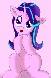 Size: 1300x1976 | Tagged: safe, artist:firefoxd, starlight glimmer, pony, unicorn, cute, ear fluff, female, floppy ears, glimmerbetes, mare, open mouth, sitting, smiling, solo