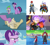 Size: 2408x2152 | Tagged: safe, spike, starlight glimmer, twilight sparkle, twilight sparkle (alicorn), alicorn, dragon, pony, unicorn, season 5, the cutie re-mark, ace the future warrior, comparison, dragon ball xenoverse, future trunks, mira, scroll, towa