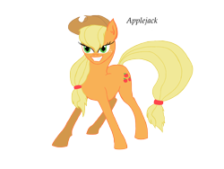 Size: 2048x1536 | Tagged: safe, artist:petunedrop, applejack, earth pony, pony, applejack's hat, blonde, blonde mane, blonde tail, female, green eyes, mare, orange coat, solo