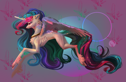 Size: 1023x665 | Tagged: safe, artist:yanisfucker, princess celestia, alicorn, pony, abstract background, anorexic, chest fluff, jewelry, ribcage, skinny, solo, unshorn fetlocks