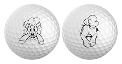 Size: 540x284 | Tagged: safe, artist:tsitra360, pinkie pie, earth pony, pony, golf ball, monochrome, solo