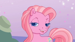 Size: 1280x720 | Tagged: safe, edit, edited screencap, screencap, pinkie pie, earth pony, pony, g3.5, twinkle wish adventure, lidded eyes, solo