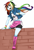 Size: 737x1069 | Tagged: safe, artist:sa-eku, derpibooru import, rainbow dash, equestria girls, boots, brick wall, clothes, female, looking at you, open mouth, shoes, simple background, smiling, solo, white background