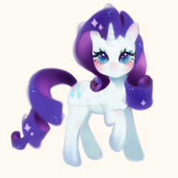 Size: 1600x1600 | Tagged: safe, artist:luverihu, rarity, pony, unicorn, female, mare, raised hoof, simple background, solo