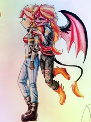 Size: 540x720 | Tagged: safe, artist:thecaptainacobskicorncob, sunset satan, sunset shimmer, fanfic:who's ready for trouble?, equestria girls, fanfic art, traditional art