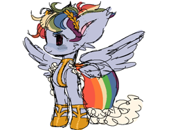 Size: 800x600 | Tagged: safe, artist:demonboy, derpibooru import, rainbow dash, pegasus, pony, alternate hairstyle, clothes, dress, gala dress, headcanon