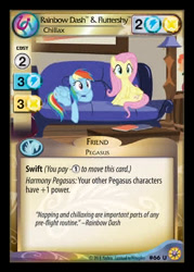 Size: 344x480 | Tagged: safe, derpibooru import, fluttershy, rainbow dash, pegasus, pony, it isn't the mane thing about you, ccg, duo, enterplay, friends forever (enterplay), merchandise, sitting, sofa