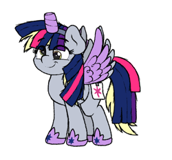 Size: 804x747 | Tagged: safe, artist:ljdamz1119, derpy hooves, pony, scare master, alicorn costume, clothes, costume, cute, derpabetes, emala jiss challenge, fake cutie mark, fake horn, fake wings, female, hoof shoes, mare, nightmare night costume, simple background, smiling, solo, toilet paper roll horn, twilight muffins, twilight sparkle costume, white background, wig