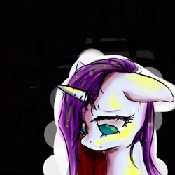 Size: 3000x3000 | Tagged: safe, artist:posionjoke, rarity, pony, unicorn, bust, female, floppy ears, looking down, mare, sad, solo