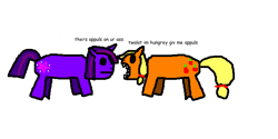 Size: 700x350 | Tagged: safe, artist:sandwich, applejack, twilight sparkle, earth pony, pony, comic sans, vulgar