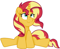 Size: 9086x7460 | Tagged: safe, artist:ejlightning007arts, sunset shimmer, pony, unicorn, absurd resolution, cute, female, mare, shimmerbetes, simple background, sitting, smiling, solo, transparent background