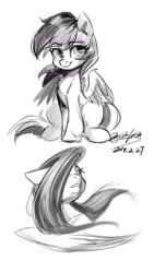 Size: 1080x1920 | Tagged: safe, artist:colorfulcolor233, derpibooru import, fluttershy, rainbow dash, pegasus, pony, black and white, female, grayscale, mare, monochrome, simple background, sitting, white background