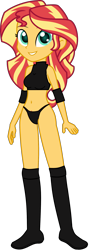 Size: 886x2500 | Tagged: safe, artist:marcusvanngriffin, artist:salemcat, editor:marcuvan0, sunset shimmer, equestria girls, black bra, black underwear, boots, bra, clothes, elbow pads, female, knee pads, shoes, simple background, solo, sports, transparent background, underwear, vector, wrestler, wrestling