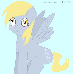 Size: 498x502 | Tagged: safe, artist:wrath-marionphauna, derpy hooves, pegasus, blushing, digital art, solo, surprised