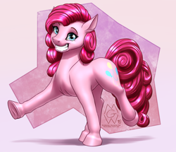 Size: 2330x2000 | Tagged: safe, artist:mykegreywolf, pinkie pie, earth pony, pony, grin, solo, underhoof