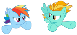 Size: 8192x3799 | Tagged: safe, artist:kiowa213, derpibooru import, lightning dust, rainbow dash, pegasus, pony, wonderbolts academy, duo, duo female, female, flying, looking at each other, mare, simple background, transparent background, vector, wings