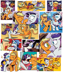 Size: 683x800 | Tagged: safe, artist:andypriceart, idw, applejack, rarity, earth pony, pony, unicorn, boop, butt bump, butt to butt, butt touch, dancing, friendshipping, hug, noseboop, shipping fuel