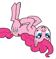 Size: 345x365 | Tagged: safe, artist:lockheart, pinkie pie, earth pony, pony, cute, flockmod, on back, smiling, solo, upside down