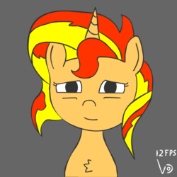 Size: 800x800 | Tagged: safe, artist:vohd, sunset shimmer, pony, unicorn, animated, frame by frame, gray background, simple background, solo, yawn